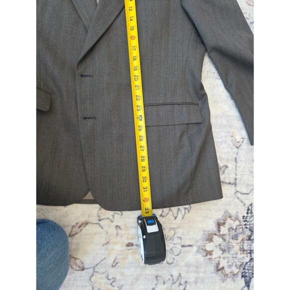 #48 Vtg Botany 500 48R  Gray Striped USA Made Mens Jacket Pants Suit Levine's - Picture 8 of 12
